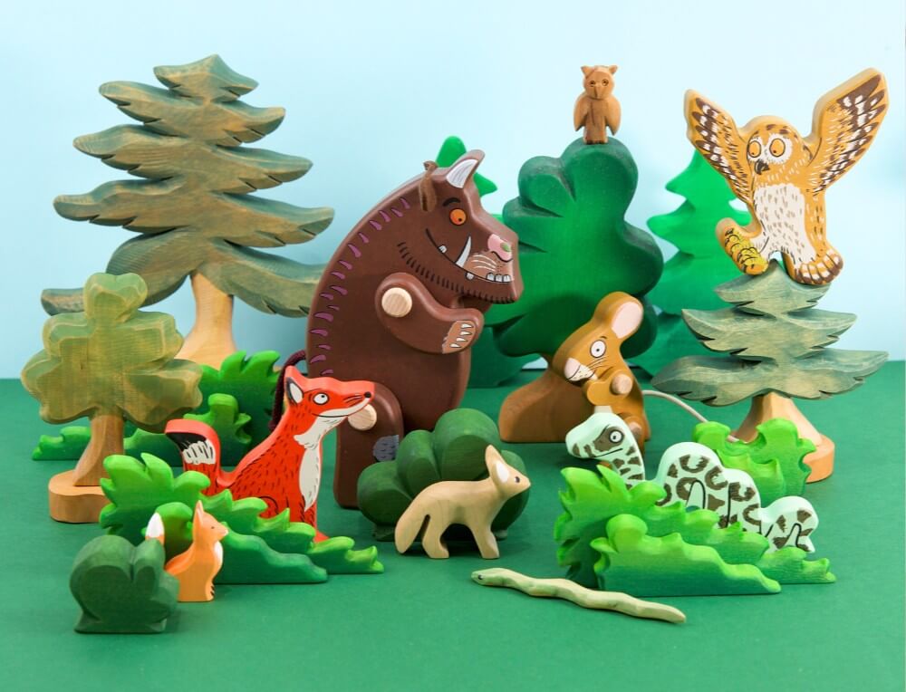 The Gruffalo small world scene with Bajo wooden figurines at Oskar's Wooden Ark in Australia