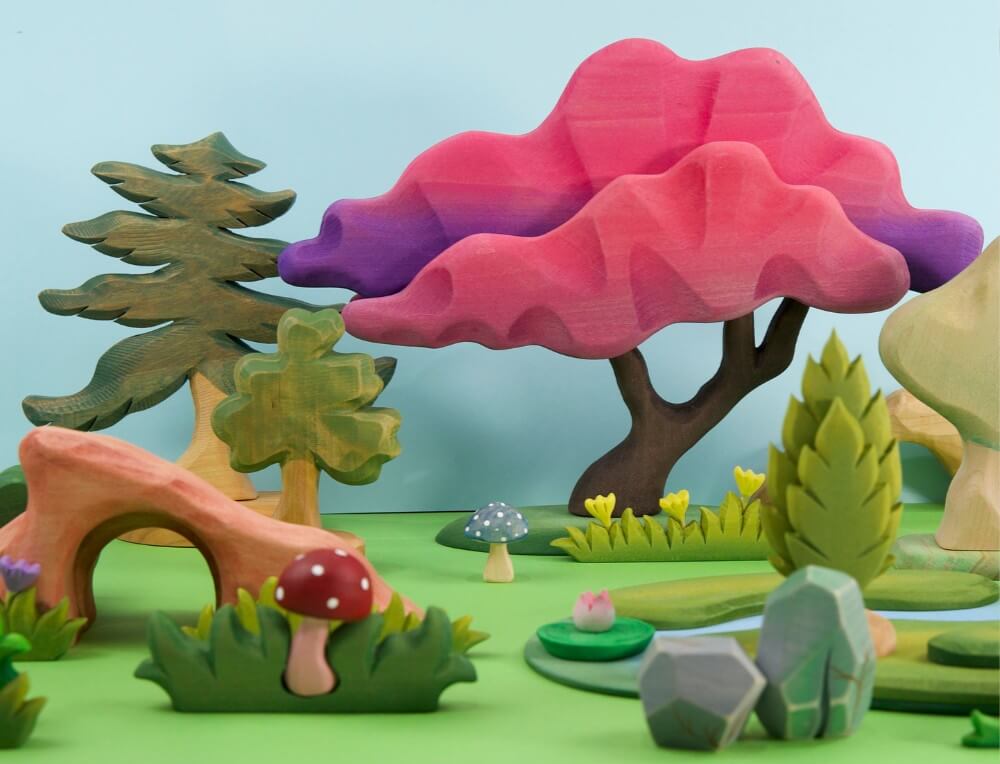 Magical Forest children's small world scene with wooden trees and landscapes from Oskar's Wooden Ark in Australia