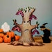 BumbuToys Wooden Halloween Toy Collection featuring Spooky Trees, Witch on Broomstick, Pumpkins, White Ghost and Hanging Bats