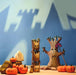 BumbuToys Halloween Small World Play Scene with Spooky Trees with Hanging Bat, White Ghost, Pumpkins & Broomsticks