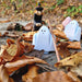 BumbuToys Wooden Ghost Figurines in White and Pink for Small World Halloween-Inspired Play or Seasonal Display