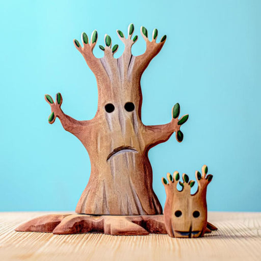 BumbuToys Halloween Spooky Wooden Tree Set of 2 for Halloween Small World Play