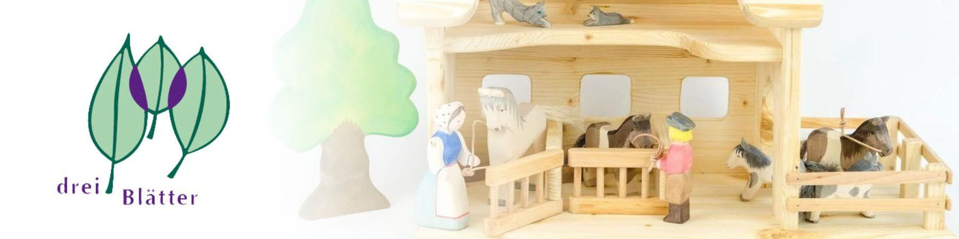 Drei Blatter Wooden Stable for small world play, from Oskar's Wooden Ark in Australia