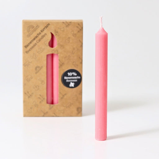 Grimm's 10% Beeswax Pink Candles in Pack of 12 from Australia