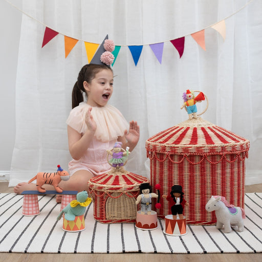 OENBAS-CIR-RE-O Circus Tent Toy Basket – Red & Straw