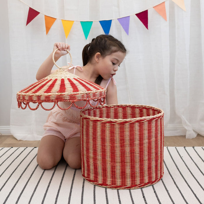 OENBAS-CIR-RE-O Circus Tent Toy Basket – Red & Straw