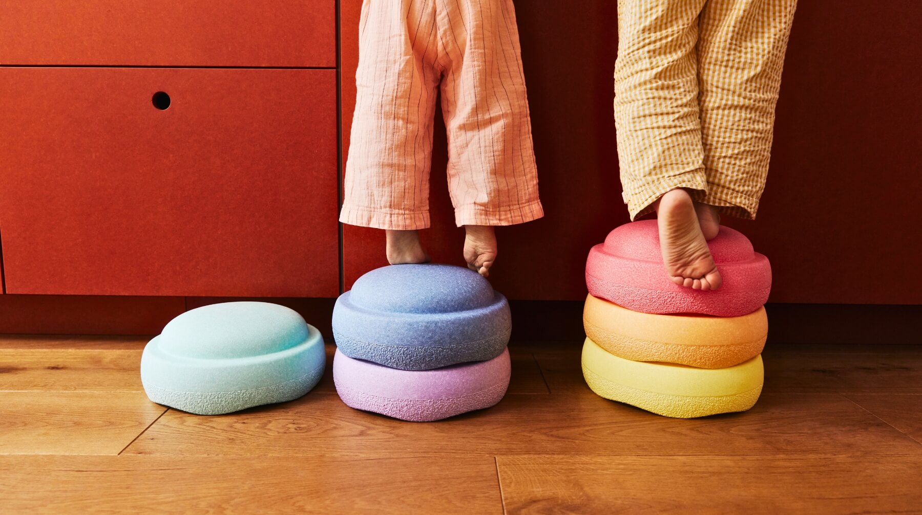 Active Play with Stapelstein Stepping Stones at Oskar's Wooden Ark in Australia