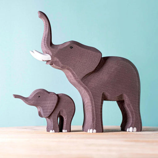 BumbuToys Handcrafted Wooden Animal Elephants Set of 2 from Australia