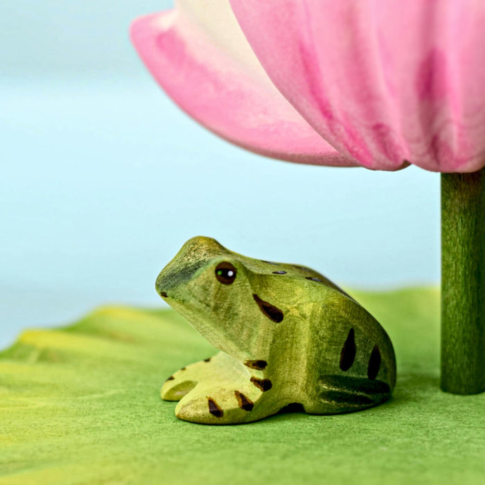 BumbuToys Handcrafted Wooden Frog Animal for Small World Play from Australia