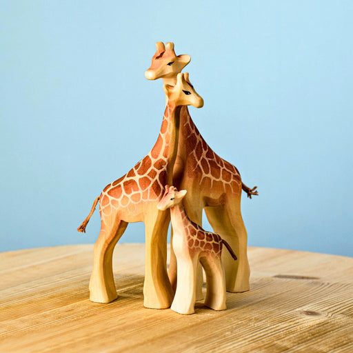 BumbuToys Handcrafted Wooden Animals Giraffe Family Set of 3 for Small World Play from Australia