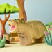 BumbuToys Handcrafted Wooden Animal Hippo for Small World Play from Australia