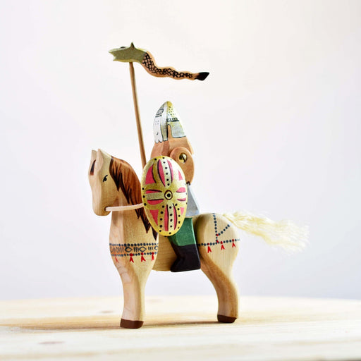 BumbuToys Handcrafted Wooden Animal Medieval War Horse Steed from Australia