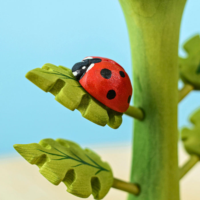 BumbuToys Handcrafted Wooden Animal Figure Ladybug Insect for Small World Play from Australia