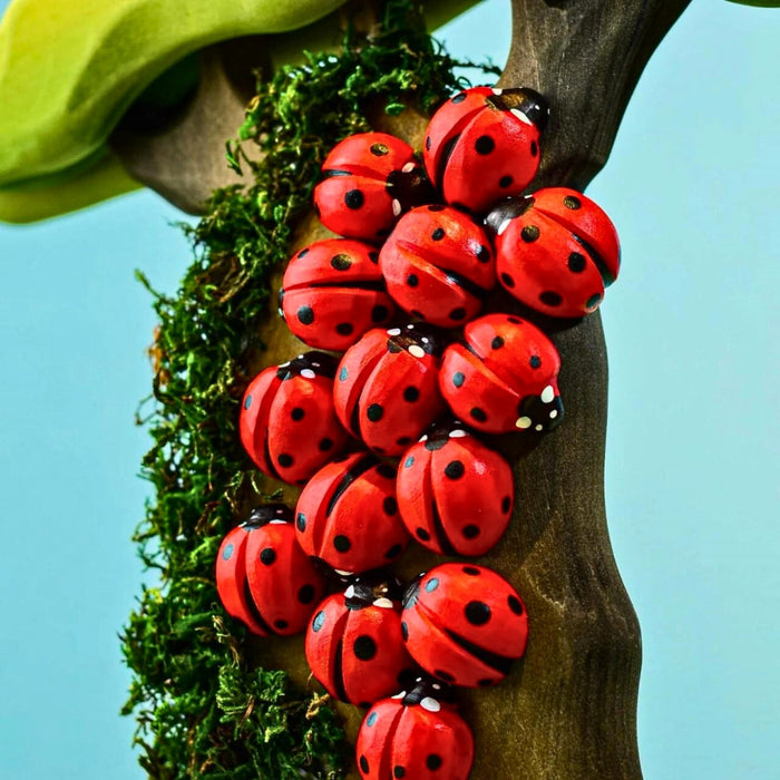 BumbuToys Handcrafted Wooden Animal Figure Ladybug Insect for Small World Play from Australia