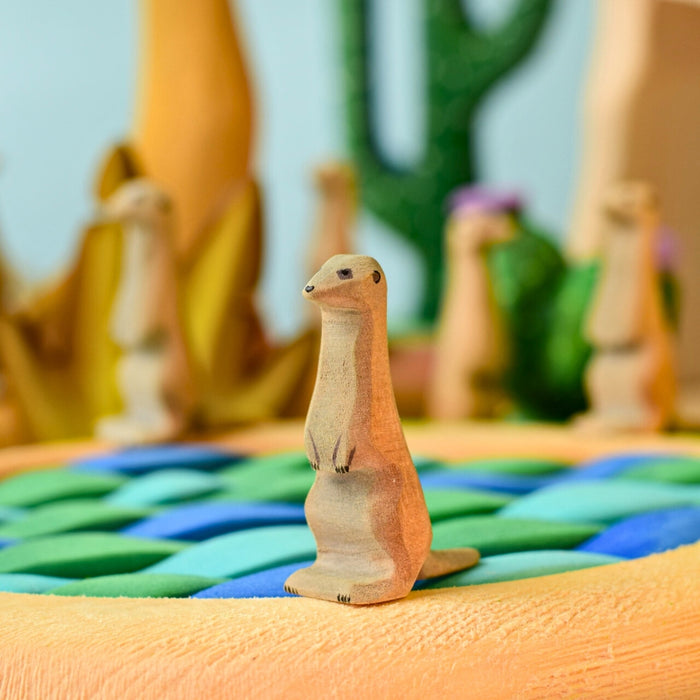 BumbuToys Handcrafted Wooden Animal Meerkat for Small World Play from Australia