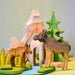 BumbuToys Handcrafted Wooden Animal Female Moose from Australia in a small-world play setting