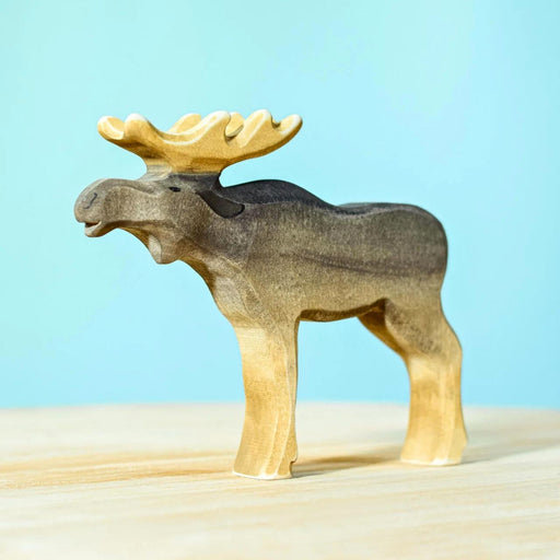 BumbuToys Handcrafted Wooden Animal Male Moose from Australia