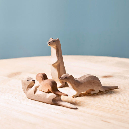BumbuToys Handcrafted Wooden Animal Otter Family Set of 4 from Australia