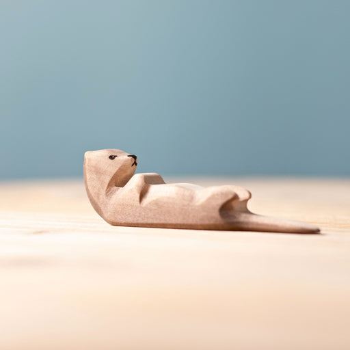 BumbuToys Handcrafted Wooden Animal Sleeping Otter from Australia