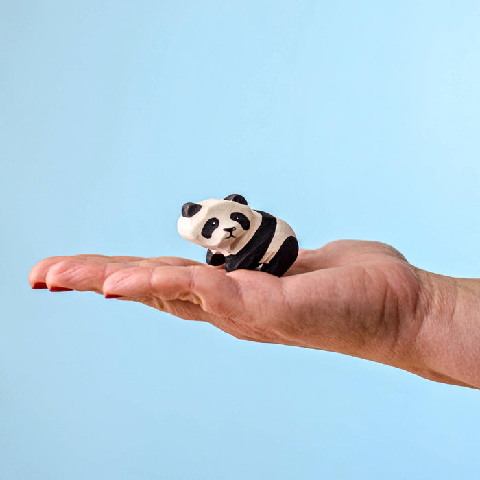 BumbuToys Handcrafted Wooden Animal Figure Climbing Panda Bear Cub for Small World Play from Australia