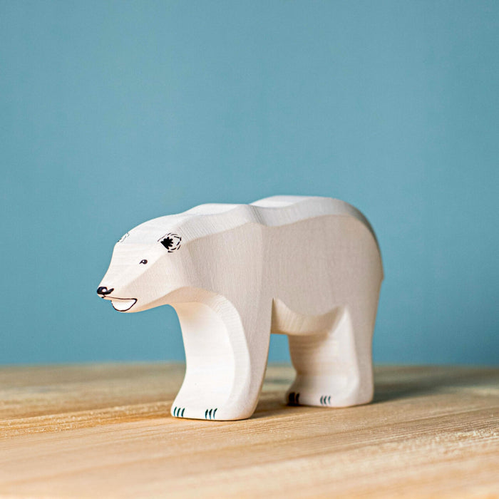 BumbuToys Handcrafted Wooden Animal Polar Bear from Australia