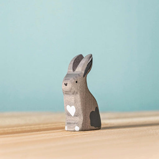 BumbuToys Handcrafted Wooden Animal Sitting Grey Rabbit from Australia