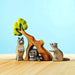 BumbuToys Wooden Handcrafted Animal and Hollow Tree Figures Raccoon Family Set of 5 for Small World Play from Australia