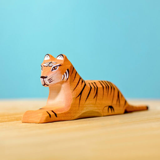 BumbuToys Handcrafted Wooden Animal Tiger Lying from Australia