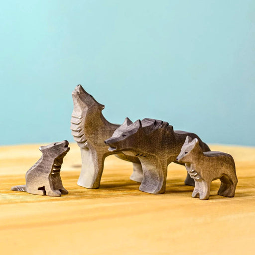 BumbuToys Handcrafted Wooden Animal Wolf Family from Australia