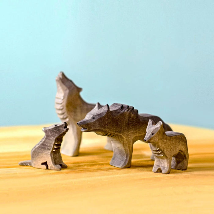BumbuToys Handcrafted Wooden Animal Wolf Pack from Australia