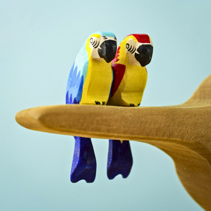 BumbuToys Handcrafted Wooden Bird Blue Macaw Parrot for Small World Play from Australia