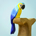 BumbuToys Handcrafted Wooden Bird Blue Macaw Parrot for Small World Play from Australia