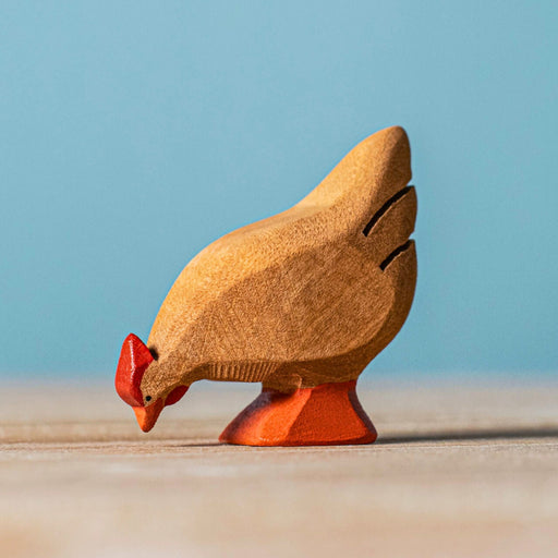 BumbuToys Handcrafted Wooden Bird Brown Chicken Hen from Australia