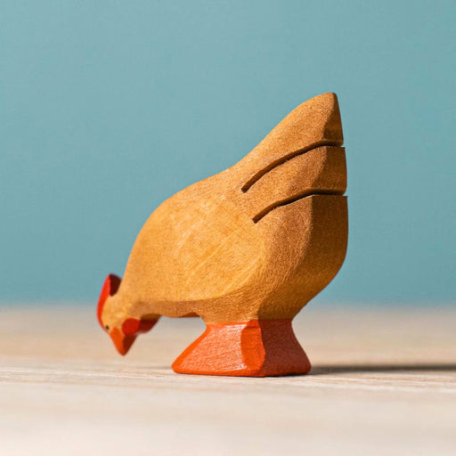 BumbuToys Handcrafted Wooden Bird Brown Chicken Hen from Australia