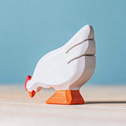 BumbuToys Handcrafted Wooden Farm Chicken Hen in White from Australia