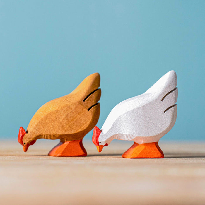 BumbuToys Handcrafted Wooden Farm Chicken Hens from Australia