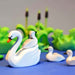 BumbuToys Handcrafted Wooden Bird Swans from Australia in a small-world play setting