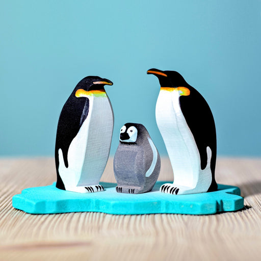 BumbuToys Handcrafted Wooden Bird Emperor Penguin Family from Australia