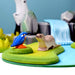 BumbuToys Handcrafted Wooden Bird Kingfisher from Australia in a small-world play setting
