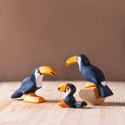 BumbuToys Handcrafted Wooden Bird Toucan Family Set from Australia