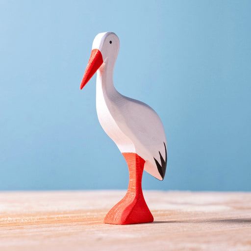 BumbuToys Handcrafted Wooden Bird White Stork from Australia