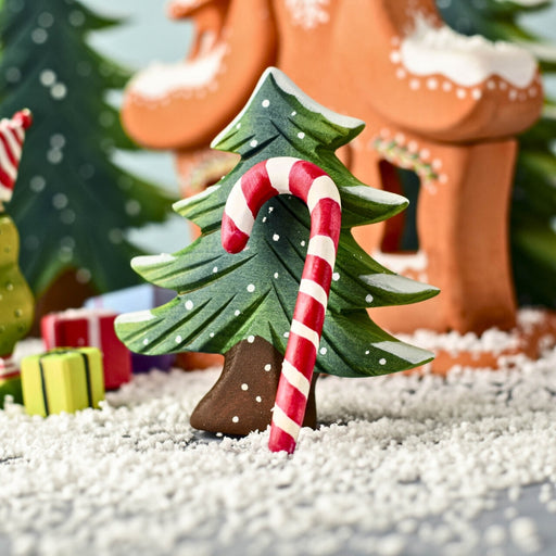 BumbuToys Handcrafted Wooden Christmas Figure Candy Cane for Small World Play from Australia