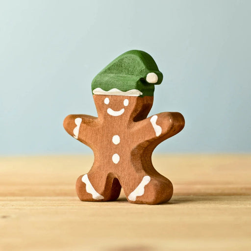 BumbuToys Handcrafted Wooden Christmas Figure Gingerbread Cookie Boy for Small World Play from Australia