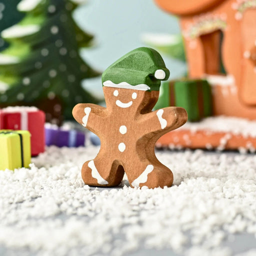 BumbuToys Handcrafted Wooden Christmas Figure Gingerbread Cookie Boy for Small World Play from Australia