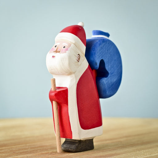 BumbuToys Handcrafted Wooden Christmas Figure Santa Claus for Small World Play from Australia