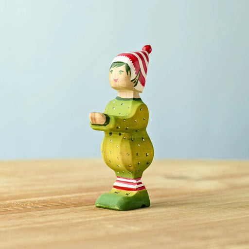 BumbuToys Handcrafted Wooden Christmas Figure Santa's Elf for Small World Play from Australia