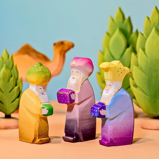 BumbuToys Handcrafted Wooden Christmas Figures The Three Kings for Small World Play from Australia