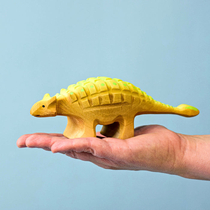 BumbuToys Handcrafted Wooden Dinosaur Ankylosaurus for Small World Play from Australia