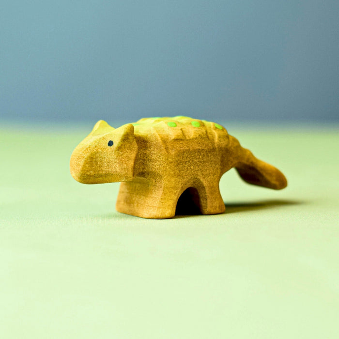 BumbuToys Handcrafted Wooden Dinosaur Ankylosaurus Baby for Small World Play from Australia