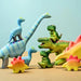 BumbuToys Handcrafted Wooden Dinosaur Set Brontosaurus with other wooden dinos from Australia